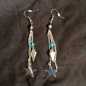 Silver Dangly Star Earrings FWP